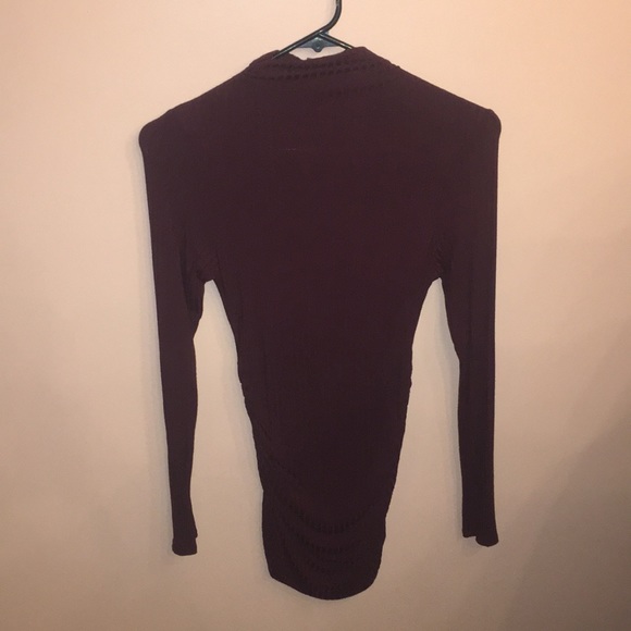 Windsor Burgundy Mock Neck Ruched Tunic - Picture 2 of 3
